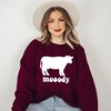 Simply Sage Market Women's Graphic Sweatshirt Moody Cow - 2 of 3