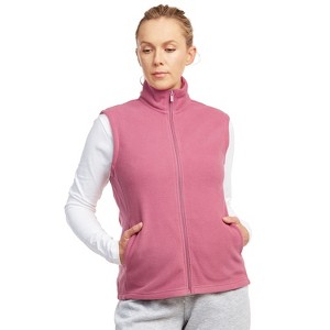 Sofra Women's Polar Fleece Full Zip Up Sweater Vest - 1 of 4