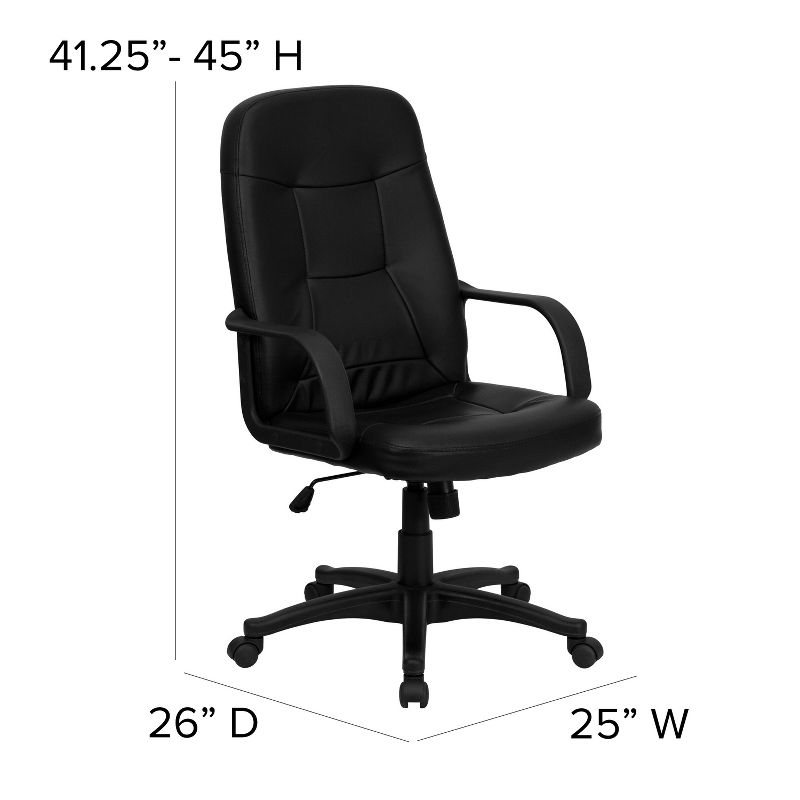 Emma and Oliver High Back Black Glove Vinyl Executive Swivel Office Chair with Arms, 4 of 12