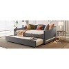 Okak Full Teddy Fleece Daybed with Trundle Upholstered Trundle Bed Sofa Bed Frame with LED Frame for Living Room Bedroom Guest Room, Gray - 4 of 4