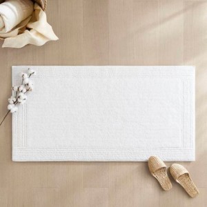 LunaLulinlk 1 PCS 24x60" 100% Cotton Tufted 3000 GSM Reversible Bath Rug White - 1 of 4