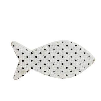 Northlight 10” Cape Cod Inspired Table Top White and Black Polka Dot Fish Decoration