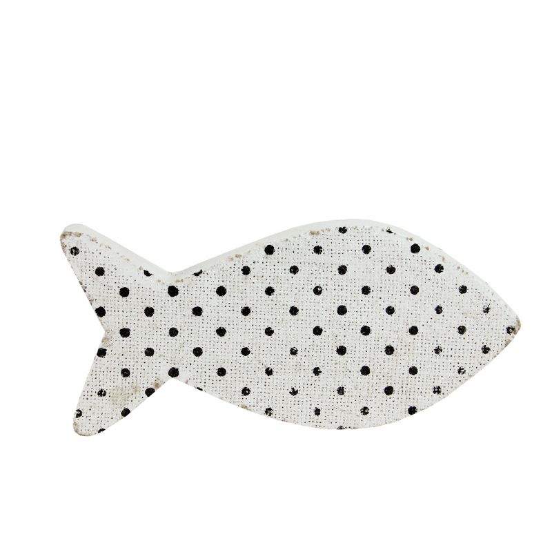 Northlight 10” Cape Cod Inspired Table Top White and Black Polka Dot Fish Decoration, 1 of 4