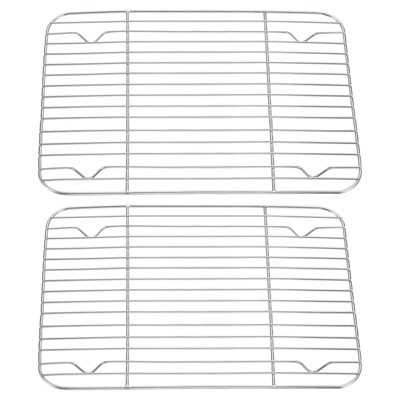 Unique Bargains 304 Stainless Steel Roasting Baking BBQ Grill Net 2 Pcs