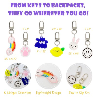 Wrapables Assorted Novelty Characters Keychain, Bag Charm Accessory for Purse Handbag Backpack (Set of 6) — фото 2
