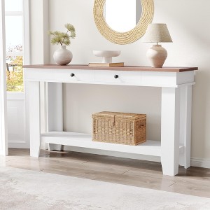 54-Inch Long Console Table, Wooden Entryway Table with 2 Drawers & Open Storage Shelf, for Entryway, Hallway, Living Room - 1 of 4