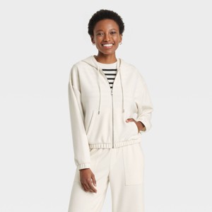 Women's Sandwash Hooded Zip-Up Sweatshirt - A New Day™ - 1 of 4
