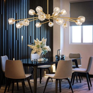 Ludomide Mid-Century Crystal Sputnik Chandelier, Brass Pendant Lighting Sputnik Chandeliers Gold Sputnik Light Fixture 18 Light W47” x H17.7” - 1 of 4