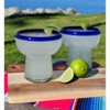 Dos Sueños Mexican Hand Blown Stemless Margarita Glasses - Blue Rim - 14oz - Set of 2 - 2 of 4