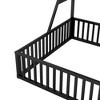 Okak Metal Floor Bed Twin/Full Size, Study Bed with Safety Fence, Storage Shelves & Desk Space Saving Kids Bed Frame for Playhouse - 3 of 4
