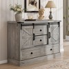 Farmhouse 4 Drawer Dresser for Bedroom, 45" Wood Dressers with Sliding Barn Doors, TV Stand with Large Drawers & Bar Handles - 3 of 4