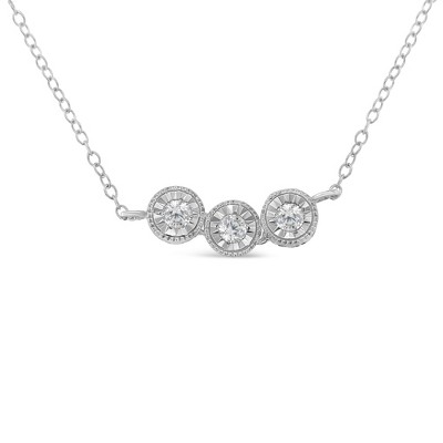 Haus of Brilliance Sterling Silver Round Diamond Pendant Necklace