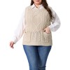 Women's Plus Size Knitted Crew Neck Sleeveless Casual Sweater Vest with Pocket - Agnes Orinda - 2 of 4