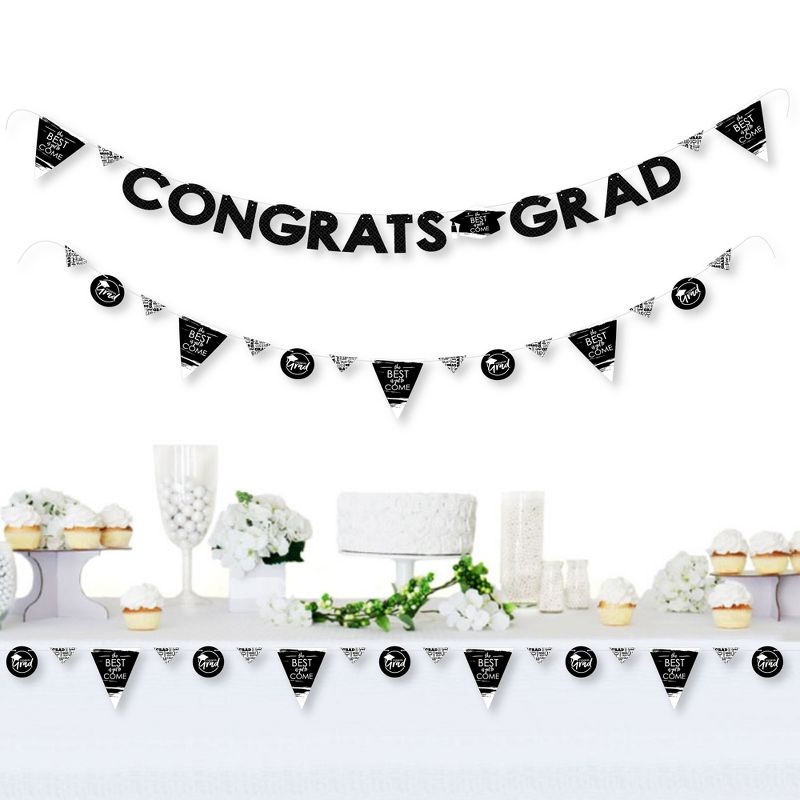 Big Dot of Happiness Black and White Grad - Best is Yet to Come -  Party Letter Banner Decor - 36 Banner Cutouts and Congrats Grad Banner Letters, 2 of 7