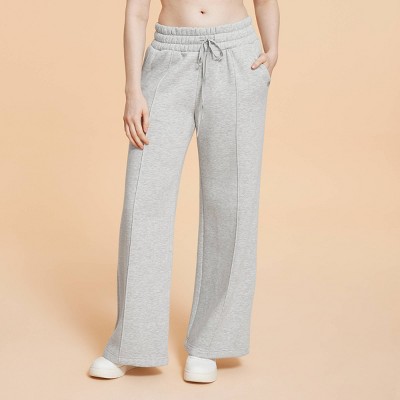 Blogilates Women's Travel Trouser High-Rise Wide Leg Sweatpants - Heathered Gray XS