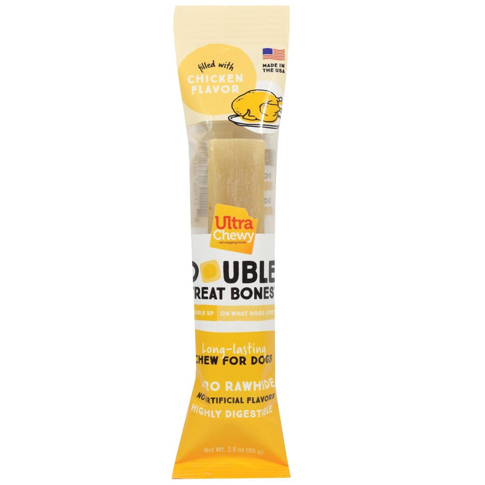 Ultra Chewy Double Bones Chicken Flavor Single Dry Dental Dog Treats - 2.8oz