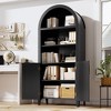 Arched Bookcase with Doors - 5-Tier Open Display Shelf, Modern Bookshelf Storage Cabinet for Home Office Living Room Library - 2 of 4