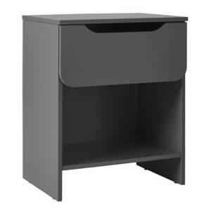 TIRAMISUBEST Sleek Modern Nightstand with Drawer and Cubby ¨C Dark Grey Finish - 1 of 4