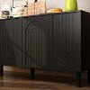 FUFU&GAGA 4-Door Dresser with Wooden Legs Living Room Storage Cabinet Black - 4 of 4