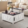 VEVOR 36" Farmhouse Coffee Table, Hinged Lift Top Square Coffee Table with Built-in Power Strip, Wooden Rustic Cocktail Table, Brown & White - 2 of 4