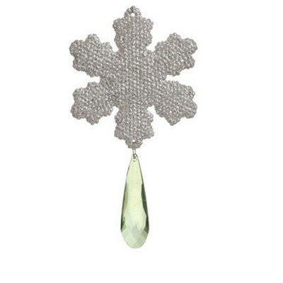 Raz Imports 6" Snowflake with Pendant Jewel Christmas Ornament - Silver/Green