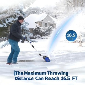 12in Cordless Snow Shovel, Brushless Motor Electric Snow Removal Blower with LED Light, Battery & Charger, 16.5ft Snow Thrower with 180° Chute - 1 of 4
