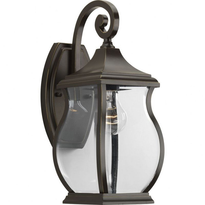 Progress Lighting Township 1-Light Wall Lantern in Oil Rubbed Bronze with Clear Beveled Glass Shade, 1 of 5