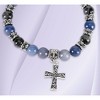 Dicksons 30-4983T Dangle Cross Charm, Blue/Grey, One Size, Sodalite Beads, Silver Plated Metal, Women's Stretch Bracelet - 2 of 2
