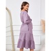 BLUEMING Womens Maternity Shirt Dress V-Neck Button-Down Tiered Maxi Dress with Pockets - 3 of 4