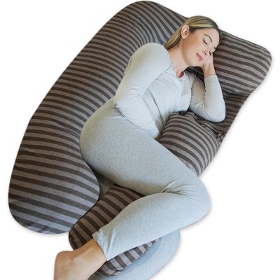 Image of PharMeDoc Pregnancy Pillows U-Shape Full Body Maternity Pillow, Jersey Cover - Walnut