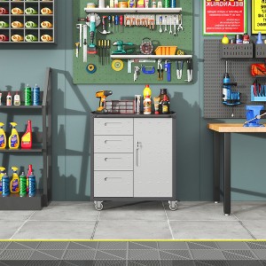34.65Sturdy Metal Tool Storage Cabinet with Wheels - Tool Storage Cabinet for Garage, Office, and Home Organizer Solutions, Gray - 1 of 4