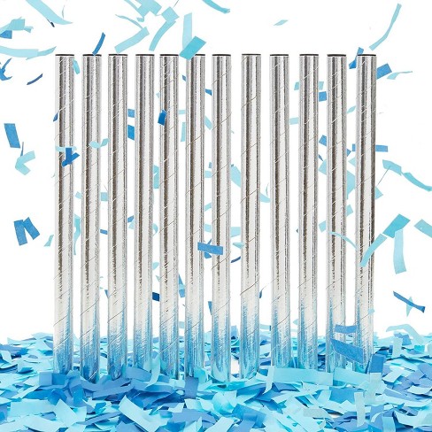 Gender Reveals Confetti Wands Blue 6Pack Paper Confetti Flick Sticks Biodegradable Tissue for Boy Baby Shower Party Decorations Supplies Blue 14inch 