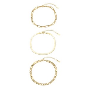Pompeii3 Cinthia Anklet 3 Piece Set 18k Gold Plated 9" with 2" Extender - 1 of 4