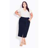 Women's Plus Size Linen Blend Skirt - navy | EVANS