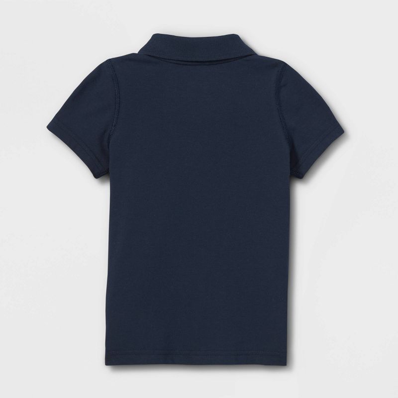 Toddler Girls' Adaptive Short Sleeve Polo Shirt - Cat & Jack™ Navy, 2 of 4