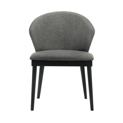 Juno Charcoal Fabric and Black Wood Upholstered Side Chairs, Set of 2