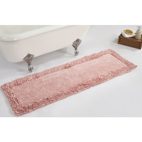 Better Trends Shaggy Border Bath Rug, 100% Cotton, 20 x 60 Rectangle, Pink