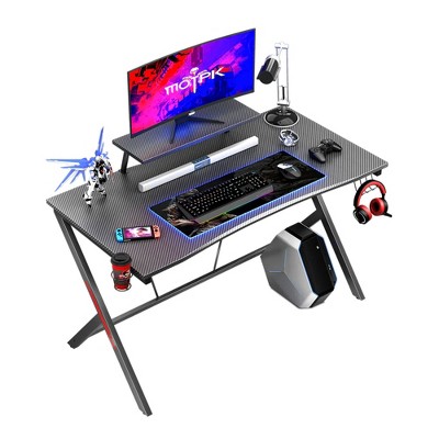 Sport Gaming Desk Two Way Computer Desk with Elevated Monitor