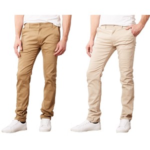Galaxy By Harvic Men's Cotton Chino  Slim Fit Casual Stretch Pants-2 Pack - 1 of 2