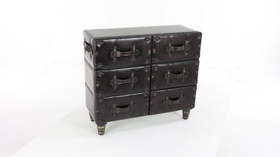 Traditional 6 Drawer Faux Leather Chest Black - Olivia & May: No Assembly,  Divided Storage : Target