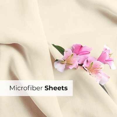 Queen Off-White Microfiber Deep Pocket Sheet Set
