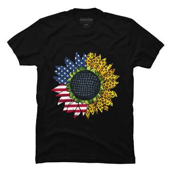 Men's Design By Humans July 4th American Sunflower Leopard By mehmus T-Shirt