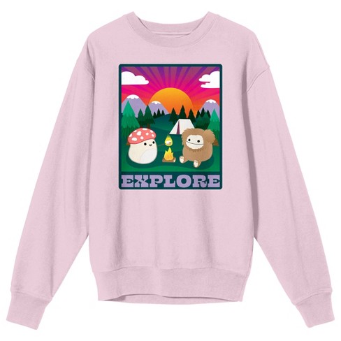 Squishmallows Explore Crew Neck Long Sleeve Adult Cradle Pink Sweatshirt-xxl  : Target