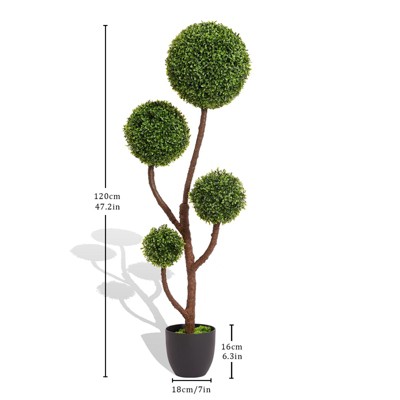 Cesicia 47.2'' In High Quality Artificial Green Plant Trees For Indoor Outdoor Decoration, Artificial Boxwood Topiary Ball Tree, 1pcs/Set