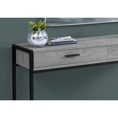 Modern Industrial Gray and Black Metal Rectangular Console Table with Storage