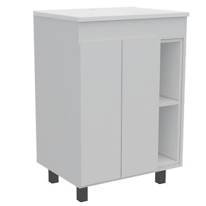 Depot E-Shop Free Standing Vanity, Two Interior Shelves, Two External Shelves, Double Door Cabinet - 1 of 4