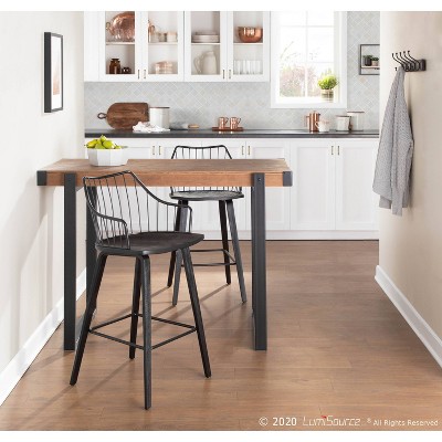 Winston Black Wood and Metal Swivel Counter Stool