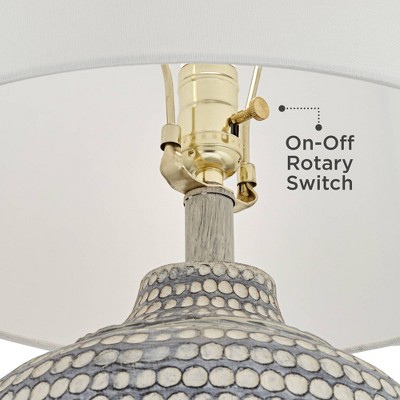 Gray Wash Resin Jug Table Lamp with White Linen Shade