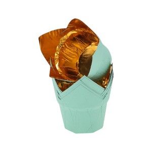 Unique Bargains Cupcake Liners Flame Cup Disposable Oil-proof Paper Gold Tone 2.05"x2.76" 50 Pcs - 1 of 4