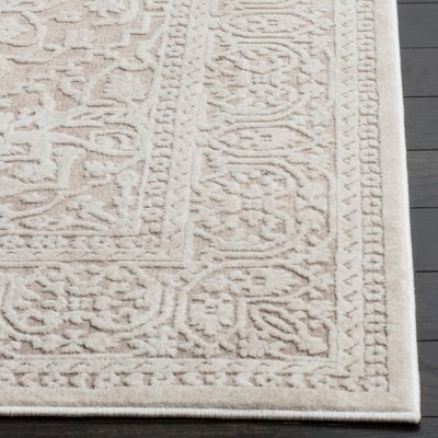 Beige Cream Floral Low Pile Area Rug